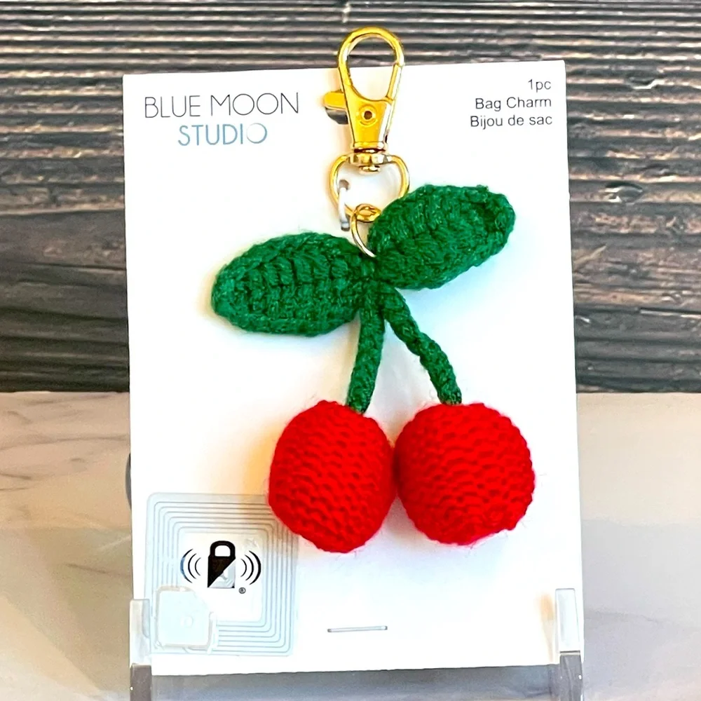 Crochet Cherry Bag Charm Keychain Coquette NWT